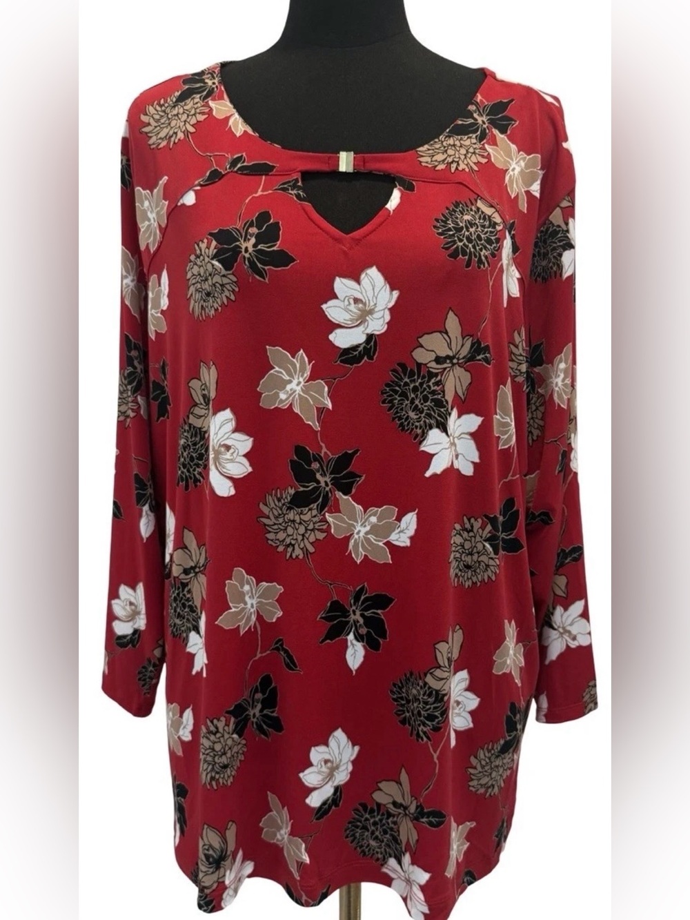 Liz Claiborne Women’s Floral Multicolor Blouse, 3/4 Sleeves, Plus Size 2X